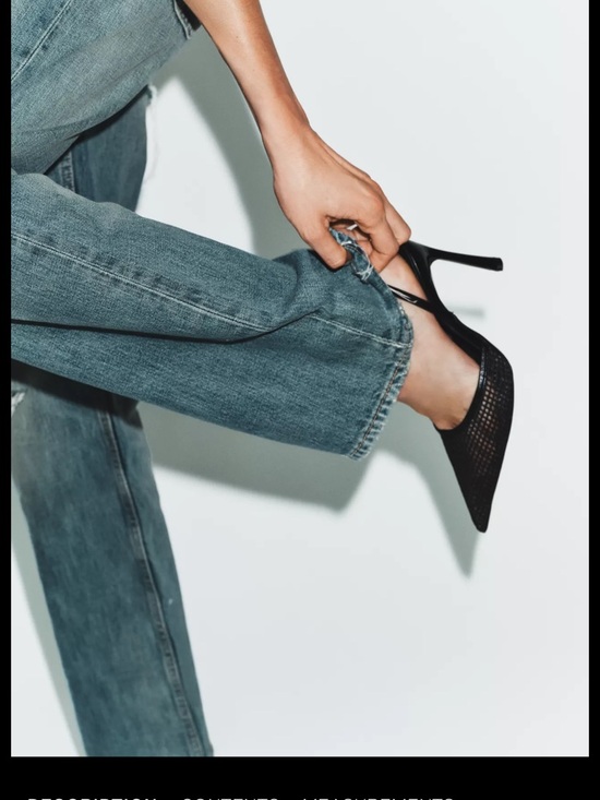 Zara Shoes - Zara Black Pointed Slingback Mesh Heel - NEW NEVER WORN - Size 8